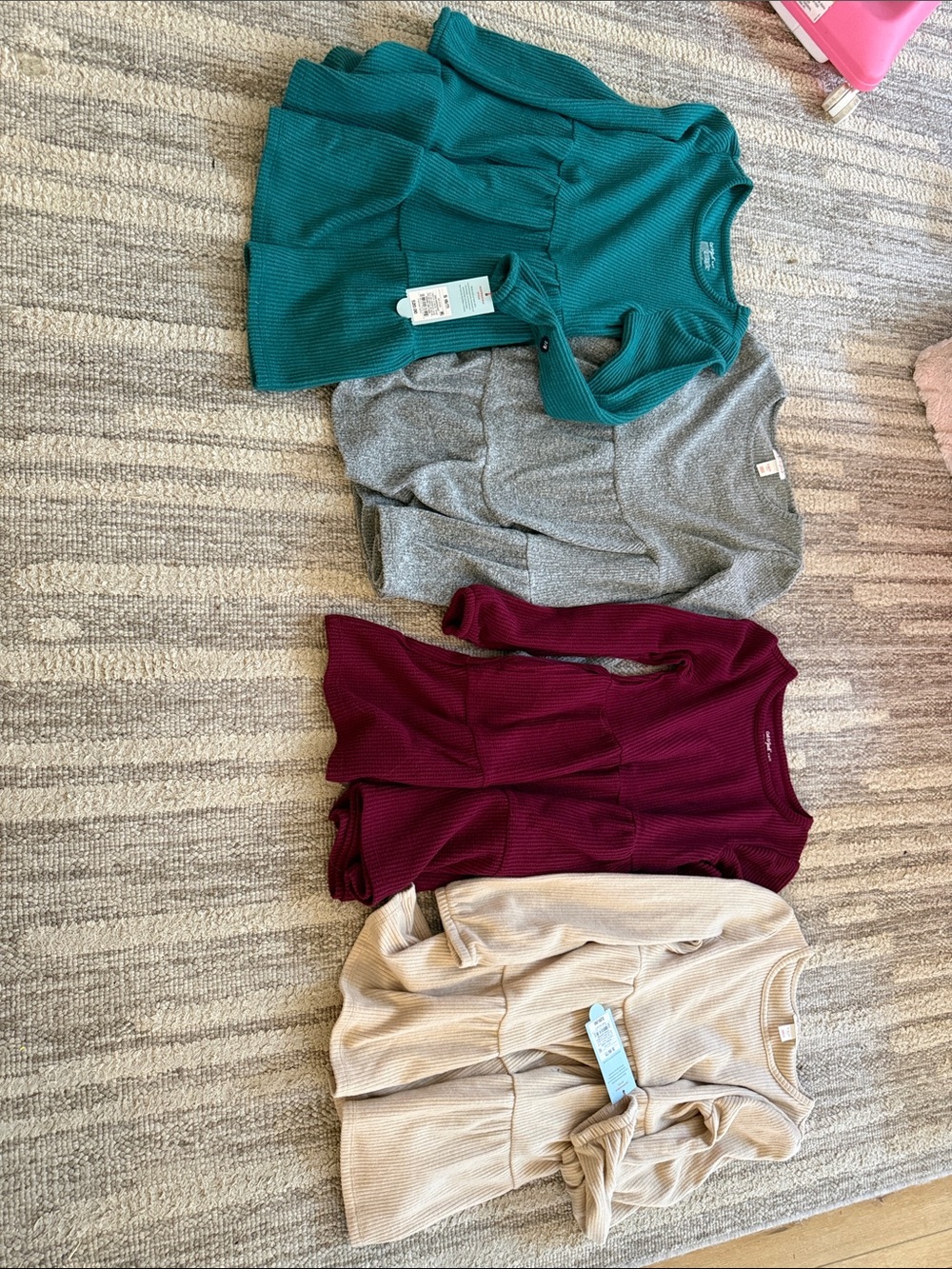 Cat & Jack Ribbed Peplum Knit Tops in Teal, Gray, Burgundy, Cream